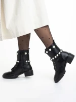 Ghete dama negre din piele ecologica Veyda