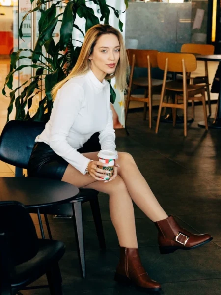 Botine dama camel  din piele ecologica Vitera