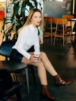 Botine dama camel  din piele ecologica Vitera