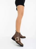 Botine dama khaki din piele ecologica Vitera