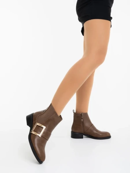 Botine dama khaki din piele ecologica Vitera