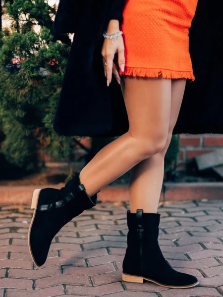 Cizme dama negre din material textil Ladonna