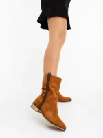 Cizme dama camel din material textil Ladonna