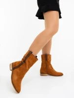 Cizme dama camel din material textil Ladonna