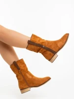 Cizme dama camel din material textil Ladonna