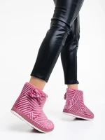 Papuci dama roz din material textil Shanika