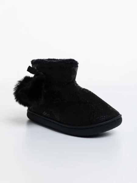 Papuci copii negri din piele ecologica Aspen