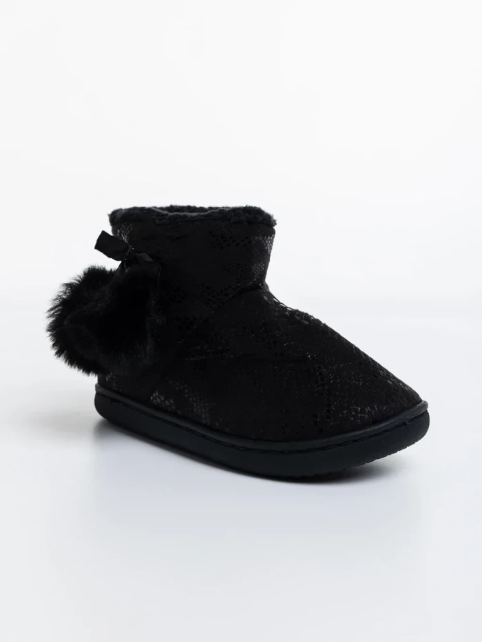 Papuci copii negri din piele ecologica Aspen