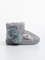 Papuci copii gri din piele ecologica Aspen