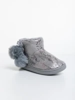 Papuci copii gri din piele ecologica Aspen