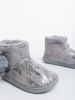 Papuci copii gri din piele ecologica Aspen