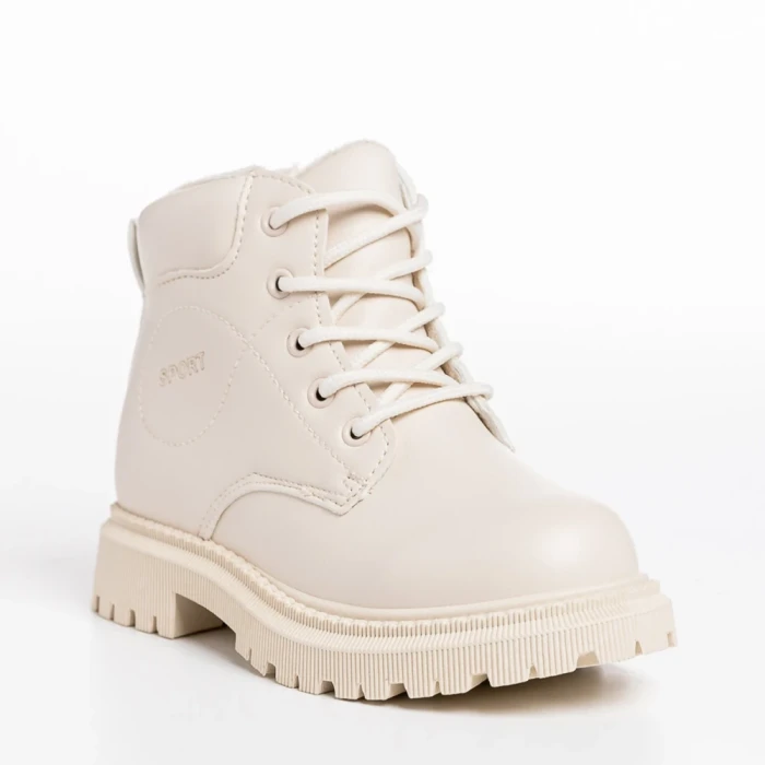 Ghete copii bej din piele ecologica Faviola