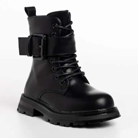 Ghete copii negre din piele ecologica Verdia