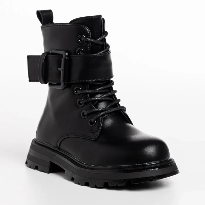 Ghete copii negre din piele ecologica Verdia