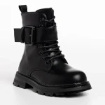 Ghete copii negre din piele ecologica Verdia