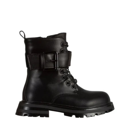 Ghete copii negre din piele ecologica Verdia