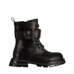 Ghete copii negre din piele ecologica Verdia