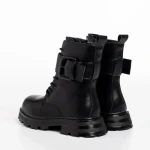 Ghete copii negre din piele ecologica Verdia