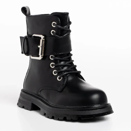 Ghete copii negre cu argintiu din piele ecologica Verdia