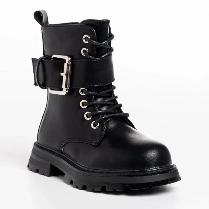 Ghete copii negre cu argintiu din piele ecologica Verdia