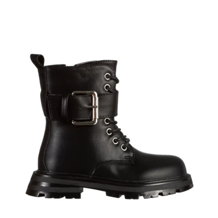 Ghete copii negre cu argintiu din piele ecologica Verdia