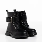 Ghete copii negre cu argintiu din piele ecologica Verdia