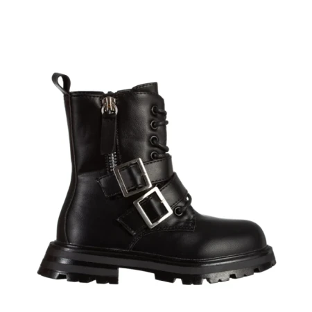 Ghete copii negre cu argintiu din piele ecologica Venecia