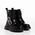 Ghete copii negre cu argintiu din piele ecologica Venecia