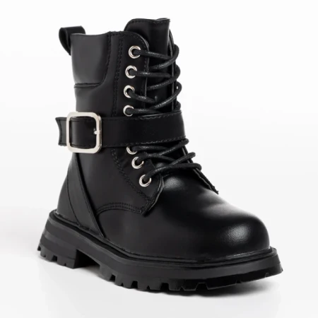 Ghete copii negre cu argintiu din piele ecologica Suprina