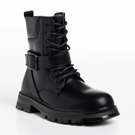 Ghete copii negre cu argintiu din piele ecologica Suprina