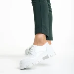 Pantofi dama casual albi din piele ecologica lacuita Tayla