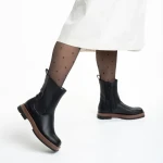 Cizme dama negre cu maro din piele ecologica Verma
