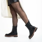 Cizme dama negre cu maro din piele ecologica Verma