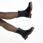 Cizme dama negre cu maro din piele ecologica Verma