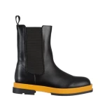 Cizme dama negre cu galben din piele ecologica Verma