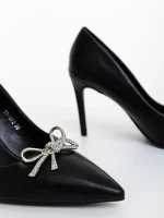 Pantofi dama cu toc negri din piele ecologica Xenora