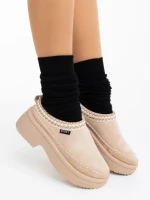 Papuci dama bej deschis din material textil Zafira