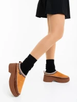 Papuci dama camel din material textil Zafira