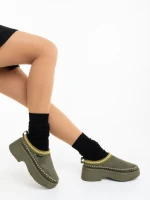 Papuci dama verzi din material textil Zafira