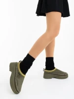 Papuci dama verzi din material textil Zafira