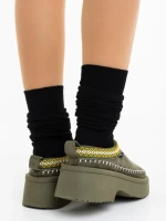 Papuci dama verzi din material textil Zafira