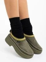 Papuci dama verzi din material textil Zafira