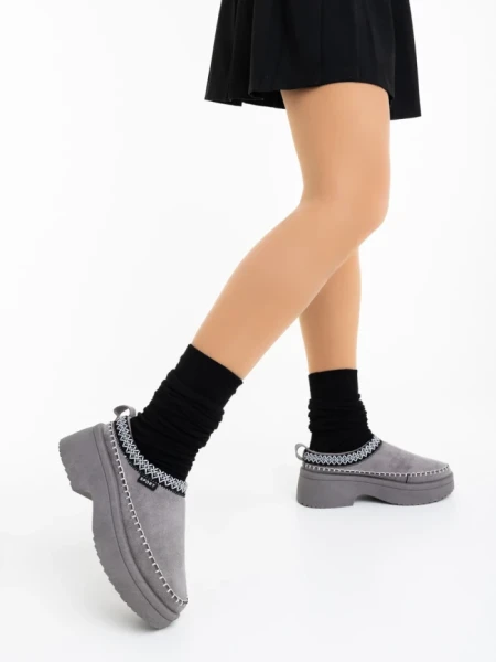 Papuci dama gri din material textil Zafira