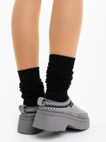 Papuci dama gri din material textil Zafira