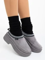 Papuci dama gri din material textil Zafira