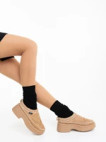 Papuci dama bej inchis din material textil Zafira