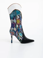 Cizme dama negre cu alb din piele ecologica Eireann