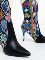 Cizme dama negre cu alb din piele ecologica Eireann