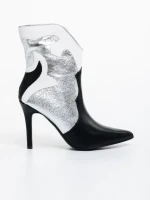 Botine dama negre cu argintiu din piele ecologica Kerenza