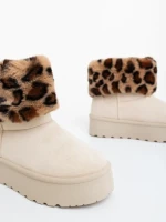 Cizme dama bej deschis din material textil  Zalinda